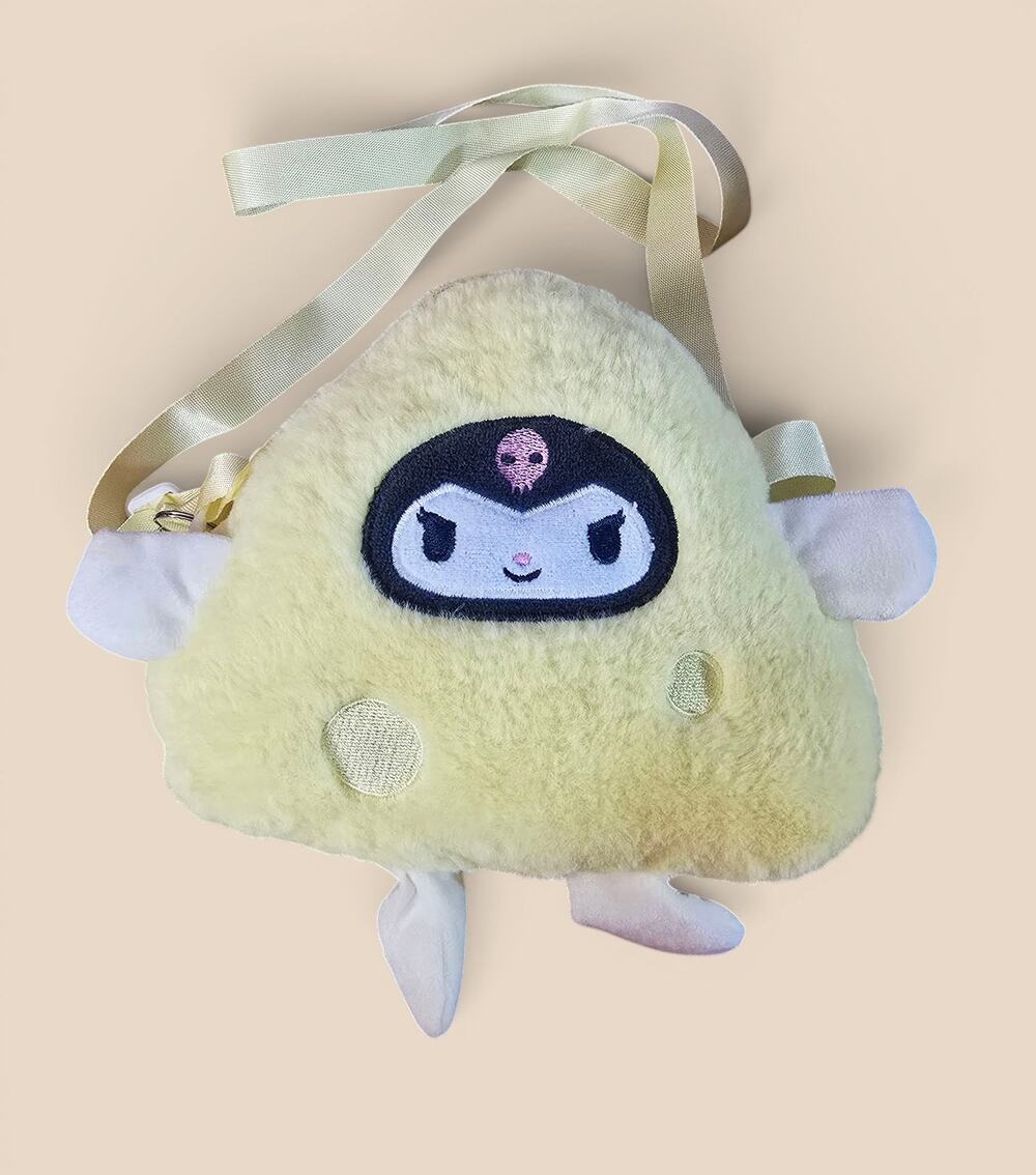 Sanrio Kuromi Cheese Plush Crossbody Bag Kawaii Cosplay Shoulder Purse